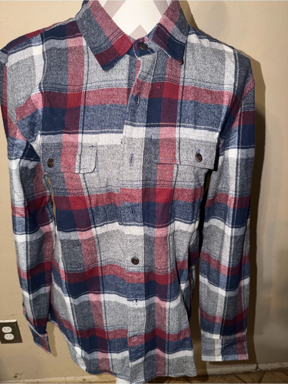 Men's Red & Blue Plaid Lucky Brand Flannel Shirt small NWT